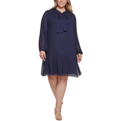 

Женское плиссированное мини-платье прямого кроя DKNY Plus BHFO 7247, Navy