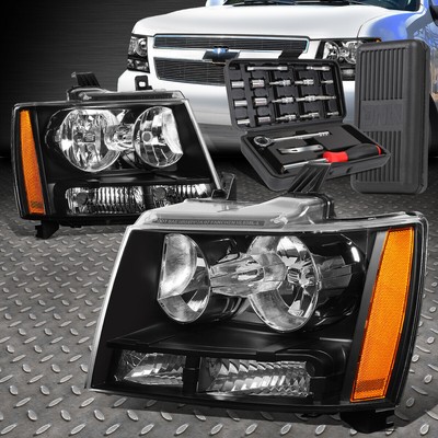 ДЛЯ 07-14 CHEVY TAHOE SUBURBAN ЧЕРНЫЙ КОРПУС, ЯНТАРНЫЕ УГЛОВЫЕ ФАРЫ + НАБОР ИНСТРУМЕНТОВ