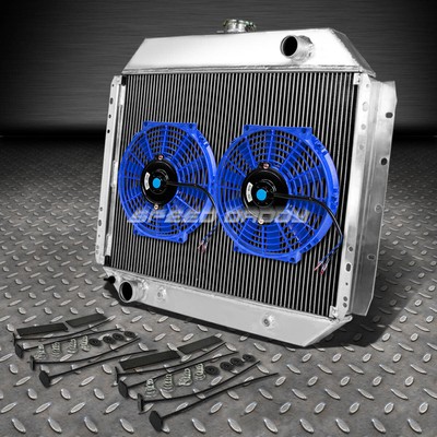 2-РЯДНЫЙ АЛЮМИНИЕВЫЙ РАДИАТОР + 2 СИНИХ ВЕНТИЛЯТОРА ДЛЯ 68-79 F100/150/F250/BRONCO 302-400