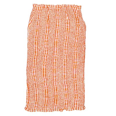Pre-owned Kenzo Ladies Medium Orange Check Ruched Midi Skirt