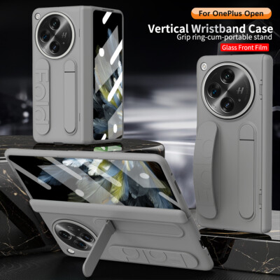 For OnePlus Fold Hinge Protective Wristband Case with Screen Protector Kickstand
