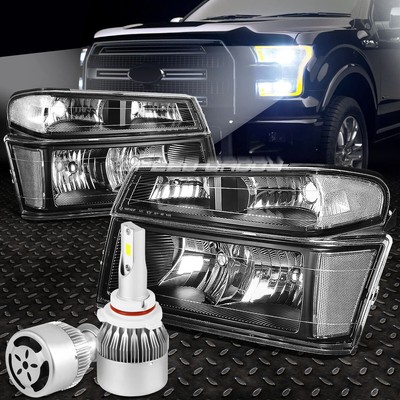 ЧЕРНАЯ ФАРА + ПРОЗРАЧНЫЙ УГОЛ + БЕЛЫЙ СВЕТОДИОД 9006 HID с ВЕНТИЛЯТОРОМ ДЛЯ 04-12 COLORADO/CANYON