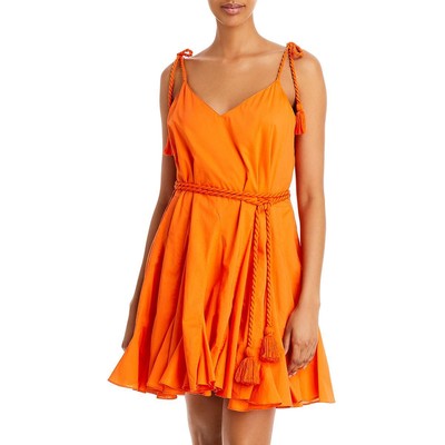 Летнее мини-платье-сорочка Rhode Womens Casey оранжевого цвета с кисточками, L BHFO 7601