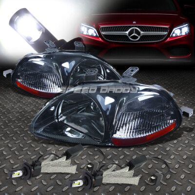 ЗАКОПЧЕННЫЙ КОРПУС ФАРЫ С ЯНТАРНЫМ УГЛОМ НАКЛОНА + БЕЛАЯ СВЕТОДИОДНАЯ СИСТЕМА 6000K ДЛЯ CIVIC EK 96-98