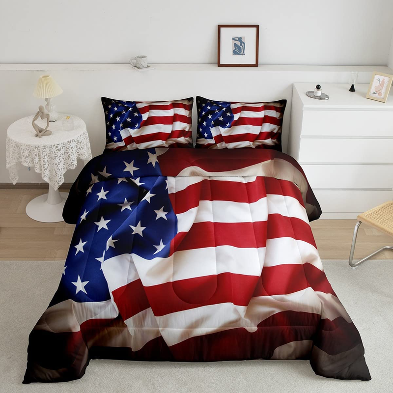 American Flag Comforter Set, United States down Comforter Queen Size for Kids