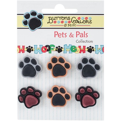 Buttons Galore 3D Carded Buttons-Precious Paws