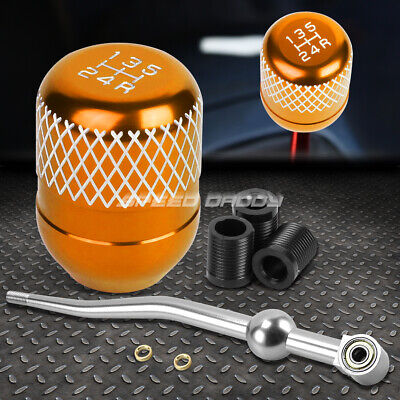 СЕРЕБРИСТЫЙ АЛЮМИНИЕВЫЙ КОРОТКИЙ РЫЧАГ ПЕРЕКЛЮЧЕНИЯ ПЕРЕДАЧ С ДВОЙНЫМ ИЗГИБОМ + ОРАНЖЕВАЯ 5-СТУПЕНЧАТАЯ РУЧКА С СЕТКОЙ ДЛЯ EK/ EJ / EG