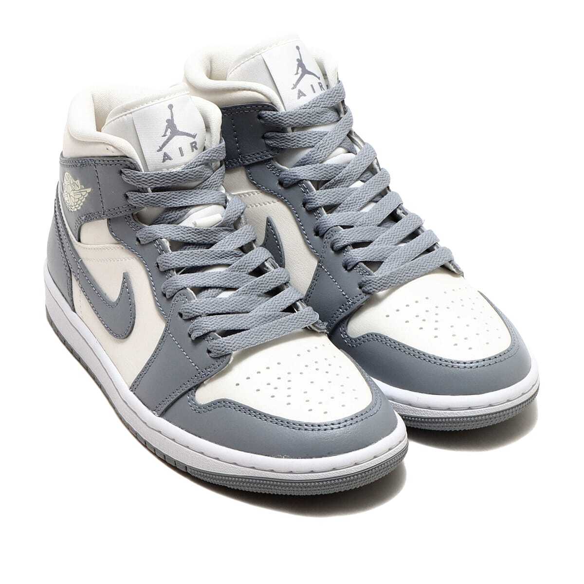 Pre-owned Nike Wmns Air Jordan 1 Mid Grey Sail Bq6472-115 Us W6.5 - 12