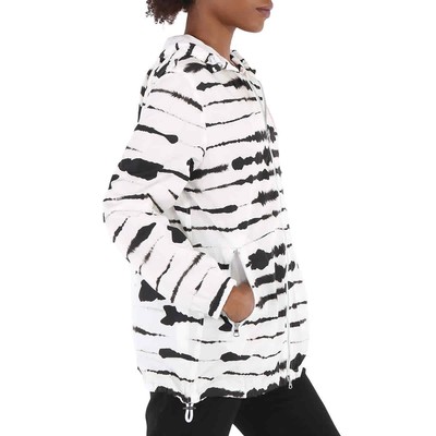 Pre-owned Burberry Ladies Black/white Watercolour Print Econyl Hooded Parka