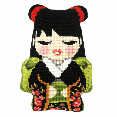 Orchidea Cross Stitch Kit: Cushion: Large: Japanese Girl