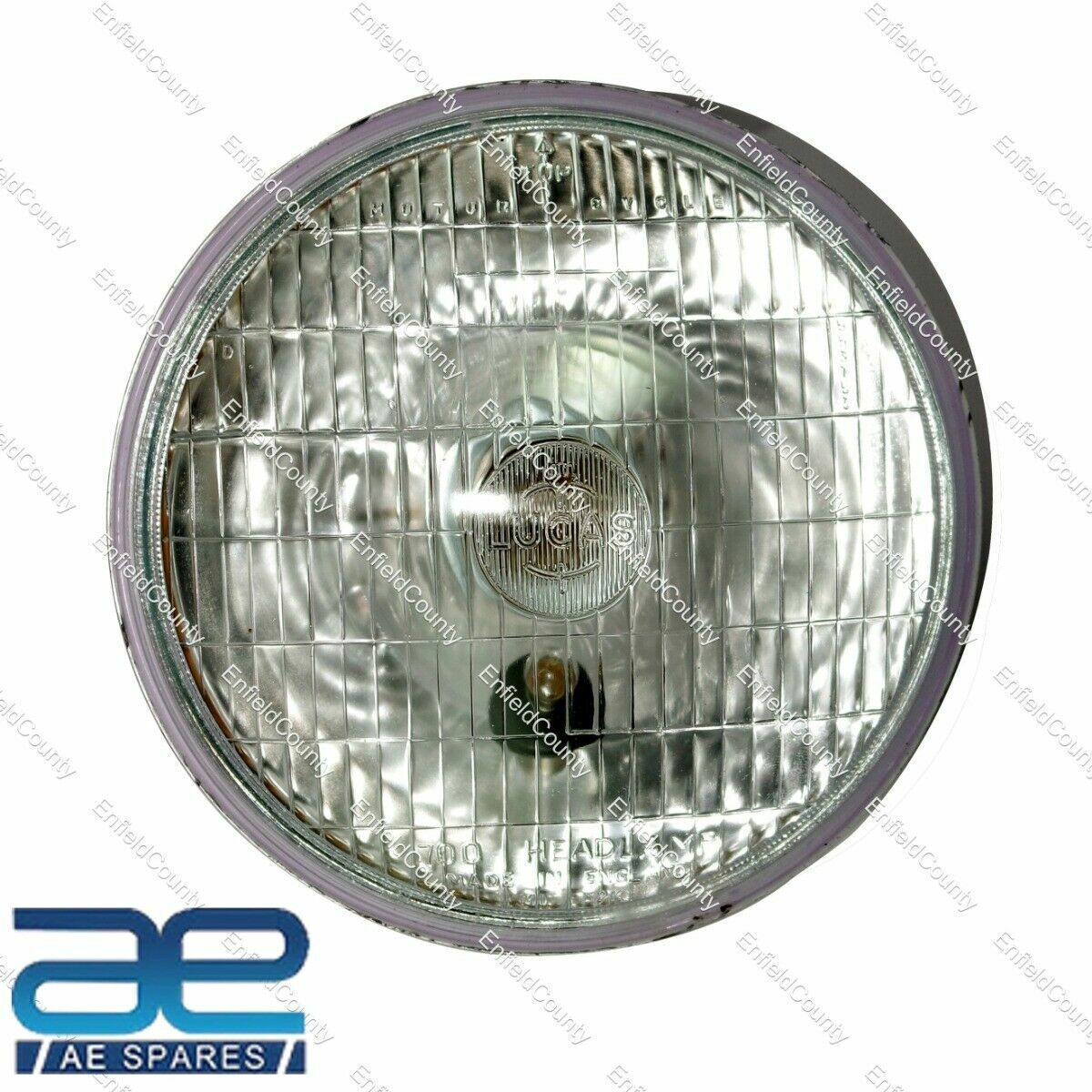 Pair 7" Headlight Beam with Parking Bulb Holder Lucas Replica For Norton Royal Enfield