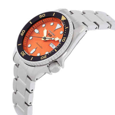 Pre-owned Seiko 5 Automatic Orange Dial Unisex Watch Srpk35