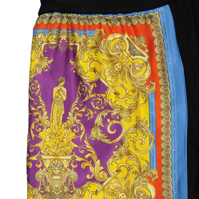 Pre-owned Versace Barocco Goddess Night Print Bermuda Shorts In Black