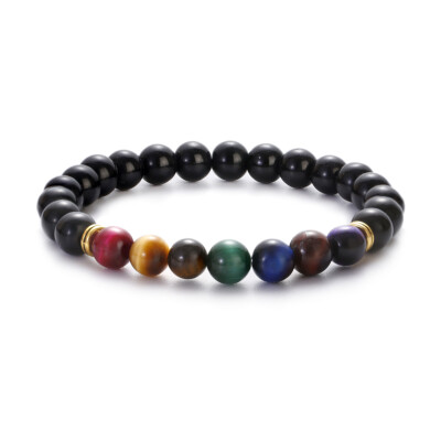 7 Chakra Natural Stone Tiger Eye Beads Bracelets Yoga Bangle Hematite Bracelets