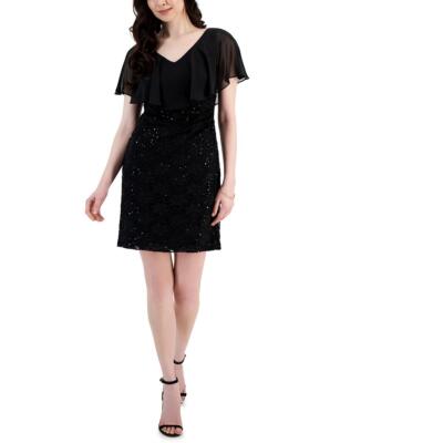 Связанная одежда Женское шифоновое кружевное платье-футляр с накладками Petites BHFO 8585