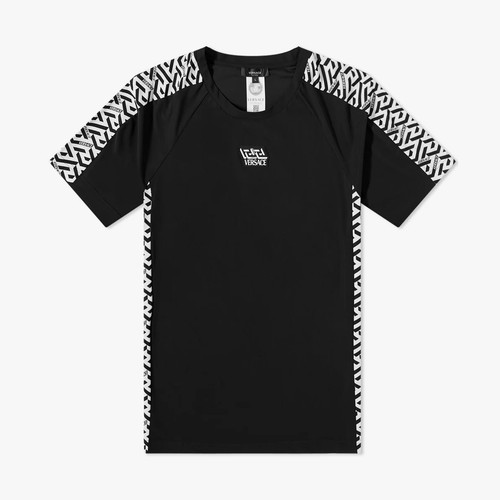 VERSACE black & white La Greca Greek Key nylon t-shirt Size