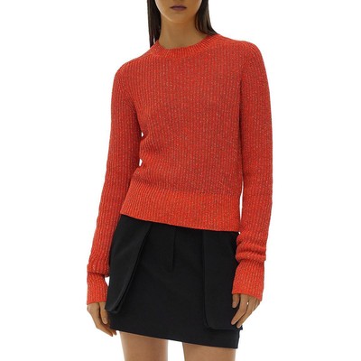 

Helmut Lang Женский оранжевый вязаный пуловер с круглым вырезом банджи  BHFO 3156, Poppy
