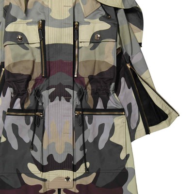 Pre-owned Burberry Ladies Sage Green Single-breasted Camouflage-print Cotton Parka, Brand