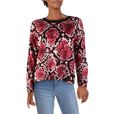 

DKNY Женская черная рубашка-свитер с принтом и ступенчатым подолом  BHFO 6747, Black/pink