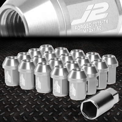 J2 ENGINEERING 7075 АЛЮМИНИЙ M12X1.5 20ШТ 35 ММ ЗАКРУГЛЕННАЯ ГАЙКА + ПЕРЕХОДНИК СЕРЕБРИСТЫЙ