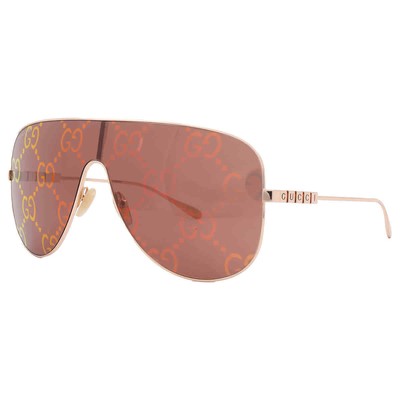 Pre-owned Gucci Red Logo Shield Ladies Sunglasses Gg1436s 003 99 Gg1436s 003 99
