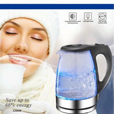 USA Electric Glass Kettle Coffee Hot Water Maker Cordless Tea...