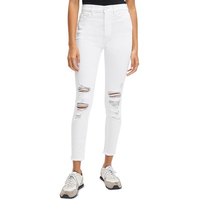 7 For All Mankind Womens White Denim Knit High Waist Skinny Jeans 25 BHFO 8628