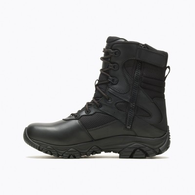 Pre-owned Merrell Work Men's 8" Moab 3 Response Tactical Zip Waterproof Boot Black - J0039