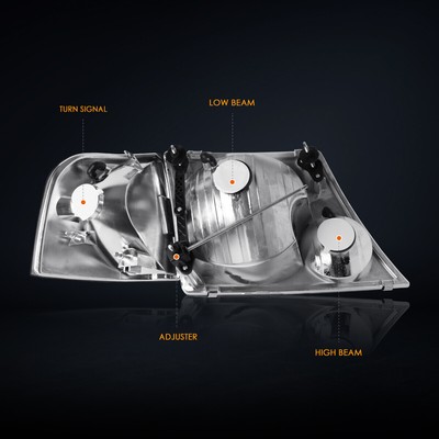 For 02-05 Ford Explorer Chrome Housing Headlight Amber Corner Signal Lamps Pair
