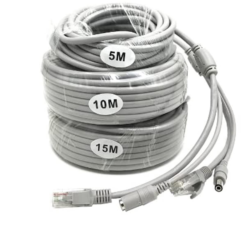 5M/16FT Ethernet CCTV Cable, Cat 5 RJ45 + 2.1X5.5Mm DC Power