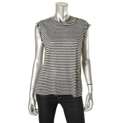 

Женская майка Able в черно-белую полоску с разрезами по бокам,  BHFO 9727, Black/white