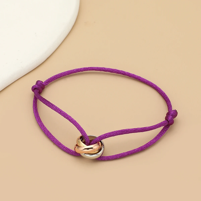 Unisex Bracelet 3 Metal round Circle Accessory Adjustable Men'S Rope Bracelet