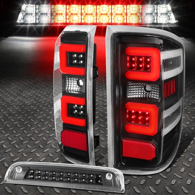 ДЛЯ 14-19 SILVERADO/SIERRA ЗАДНИЙ ФОНАРЬ С КРАСНОЙ СВЕТОДИОДНОЙ ПОЛОСОЙ + ТРЕТИЙ СТОП-СИГНАЛ/ГРУЗОВОЙ ФОНАРЬ ЧЕРНОГО ЦВЕТА
