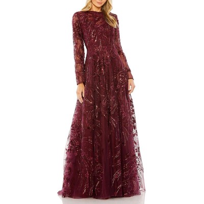 Женское фиолетовое вечернее платье Mac Duggal с цветочным орнаментом, 14 BHFO 3131