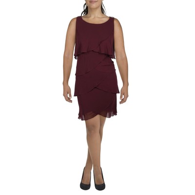 

Женское красное вечернее платье трапециевидной формы без рукавов с рюшами SLNY, 14 Вт, BHFO 6562, Fig