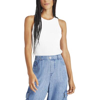 Splendid Womens White Ribbed Knit Sleeveless Blouse Tank Top Shirt S BHFO 7974