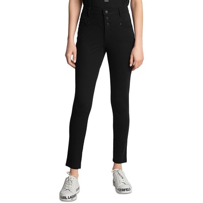 Karl Lagerfeld Paris Womens Black Mid-Rise Yoke Skinny Pants 12 BHFO 9743
