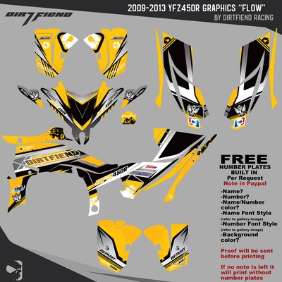 DFR FLOW GRAPHIC KIT YELLOW FULL WRAP 2009-2013 YAMAHA YFZ450R YFZ 450