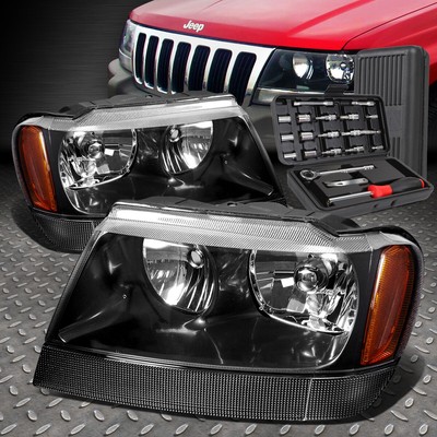 ДЛЯ ФАРЫ 99-04 JEEP GRAND CHEROKEE WJ BLACK HOUSING AMBER CORNER + НАБОР ИНСТРУМЕНТОВ