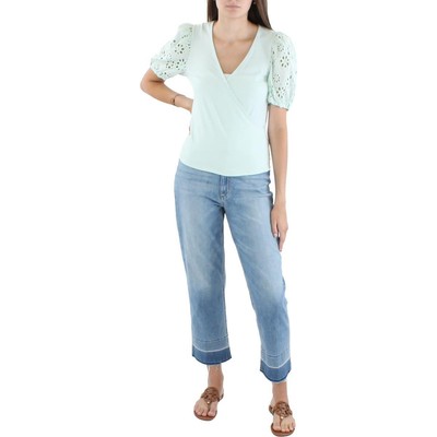 

Laundry by Shelli Segal Womens Green Eyelet Pullover Top Blouse  BHFO 1478, Mint