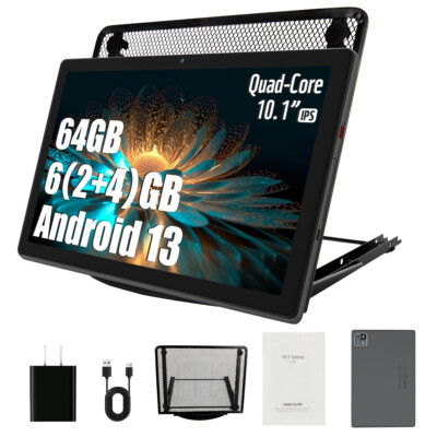 Anmesc Tablet 10 Inch Android 13 Tablet 6GB RAM+64GB  Quad Core 1280×800 HD PC