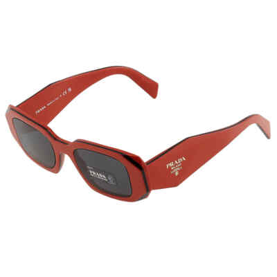 Pre-owned Prada Dark Grey Rectangular Ladies Sunglasses Pr 17ws 12n5s0 49 Pr 17ws 12n5s0 In Gray