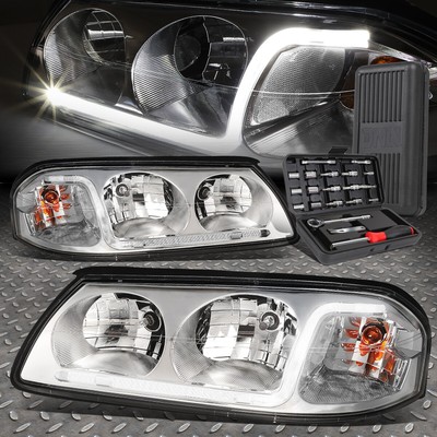 ДЛЯ 00-05 CHEVY IMPALA LED DRL ХРОМИРОВАННЫЙ КОРПУС ПРОЗРАЧНЫЕ УГЛОВЫЕ ФАРЫ + НАБОР ИНСТРУМЕНТОВ