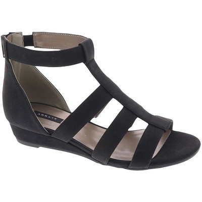 Array Womens Athena Black Open Toe Wedge Sandals Shoes 8 Wide (C,D,W) BHFO 0762