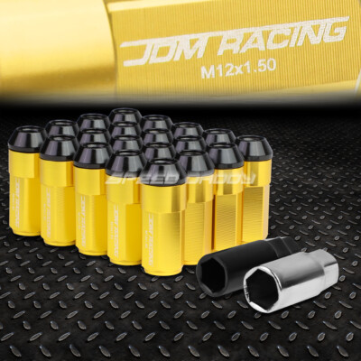 JDM АЛЮМИНИЕВЫЕ ГАЙКИ С ЗОЛОТЫМИ НАКОНЕЧНИКАМИ с КОЛПАЧКОМ + АДАПТЕР 20 шт./КОМПЛ. M12X1.5 ДИАМЕТРОМ 23 ММ/ВЫСОТОЙ 53 ММ