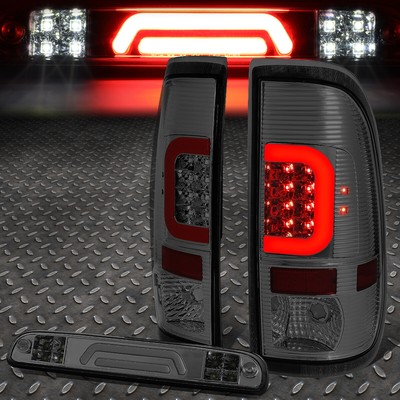 ДЛЯ 08-16 FORD SUPER DUTY КРАСНАЯ СВЕТОДИОДНАЯ С-ОБРАЗНАЯ ЗАДНЯЯ ПЛАНКА + 3D-ТОНИРОВАННЫЙ ТРЕТИЙ ТОРМОЗ/ГРУЗОВОЙ ФОНАРЬ