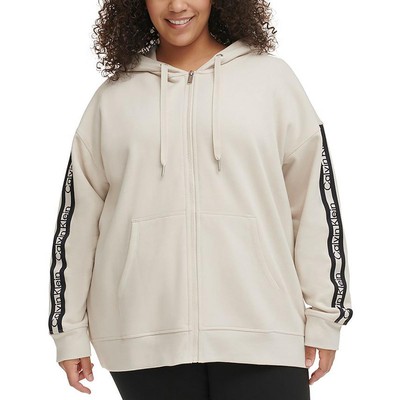 Calvin Klein Womens Beige Logo Running Sport Hoodie Athletic Plus 2X BHFO 2120