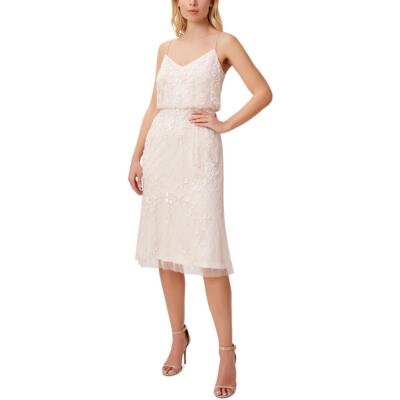 

Adrianna Papell Womens Beige Mesh Wedding Cocktail and Party Dress  BHFO 1367, Shell/ivory