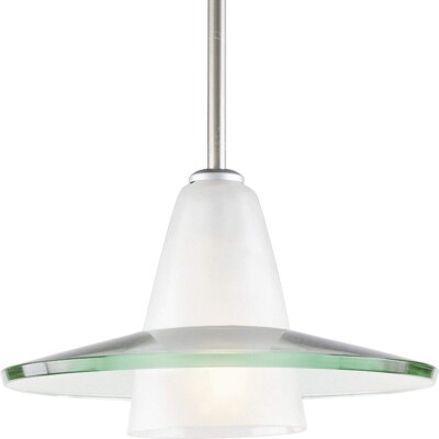 Progress Lighting P5011-09 Glass Single Light Pendant 12  Wide | Brushed Nickel