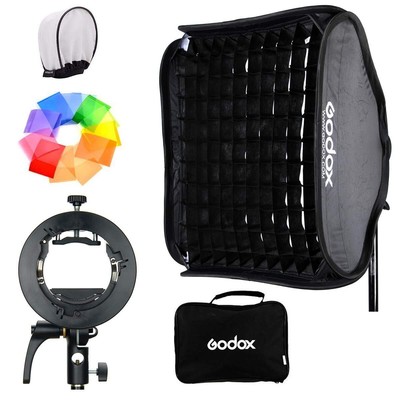 S2 Speedlite Bracket 32''x 32'' 80cmx80cm Softbox Grid Kit Softbox Bowens Mount...